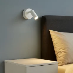 Applique comodino camera da letto ideal lux bean ap round led 3w 3000k bianco orientabile