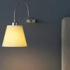 Applique comodino per camera da letto pergamena beige braccio flessibile cromato