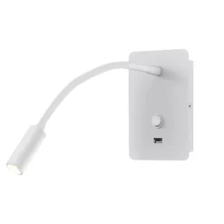 Applique comodino per camera da letto led 3w 3000k bianco presa usb