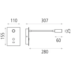 Applique comodino per camera da letto led 3w 3000k bianco presa usb