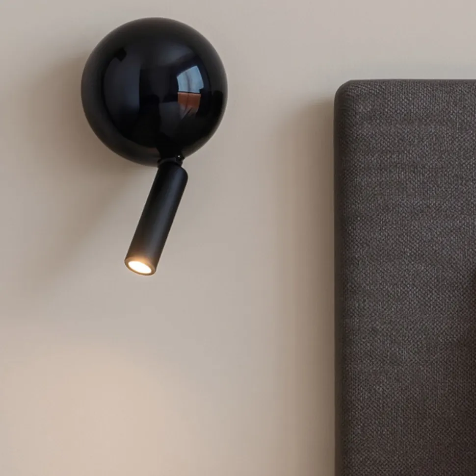 Applique comodino per camera da letto nero orientabile moderna