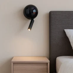 Applique comodino per camera da letto nero orientabile moderna