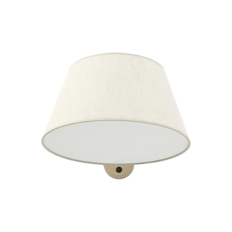 Applique con braccio orientabile beige in tessuto per comodino camera da letto