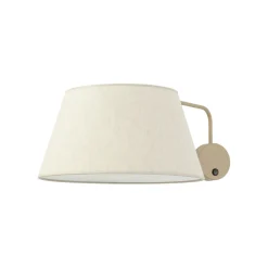 Applique con braccio orientabile beige in tessuto per comodino camera da letto