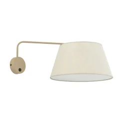 Applique con braccio orientabile beige in tessuto per comodino camera da letto