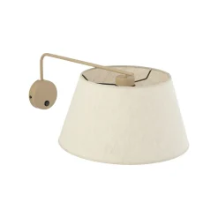 Applique con braccio orientabile beige in tessuto per comodino camera da letto