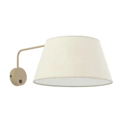 Applique con braccio orientabile beige in tessuto per comodino camera da letto