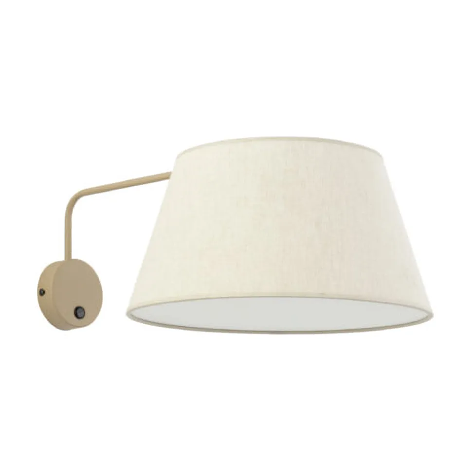 Applique con braccio orientabile beige in tessuto per comodino camera da letto
