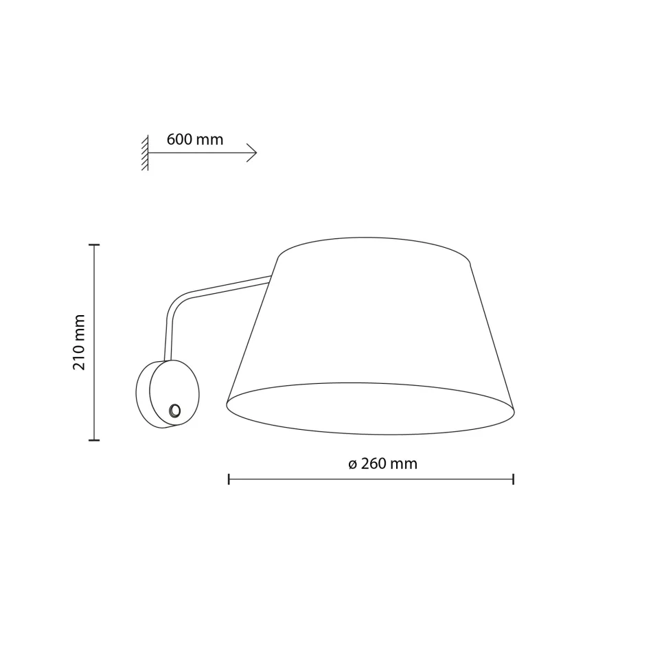 Applique con braccio orientabile beige in tessuto per comodino camera da letto