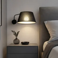 Applique con braccio orientabile nero per comodino camera da letto