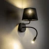 Applique con interruttore doppia luce presa usb nero da comodino per camera da letto
