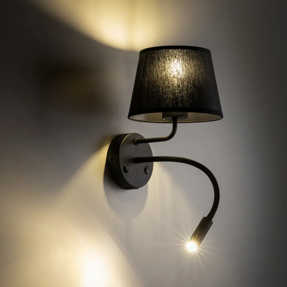 Applique con interruttore doppia luce presa usb nero da comodino per camera da letto