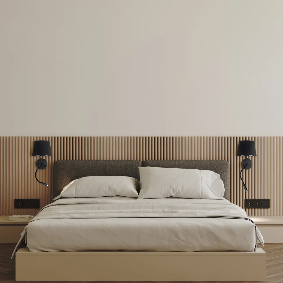 Applique con interruttore doppia luce presa usb nero da comodino per camera da letto