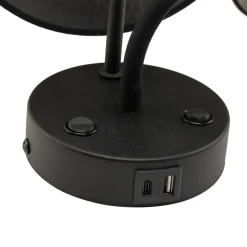 Applique con interruttore doppia luce presa usb nero da comodino per camera da letto