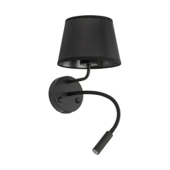 Applique con interruttore doppia luce presa usb nero da comodino per camera da letto