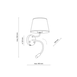 Applique con interruttore doppia luce presa usb nero da comodino per camera da letto