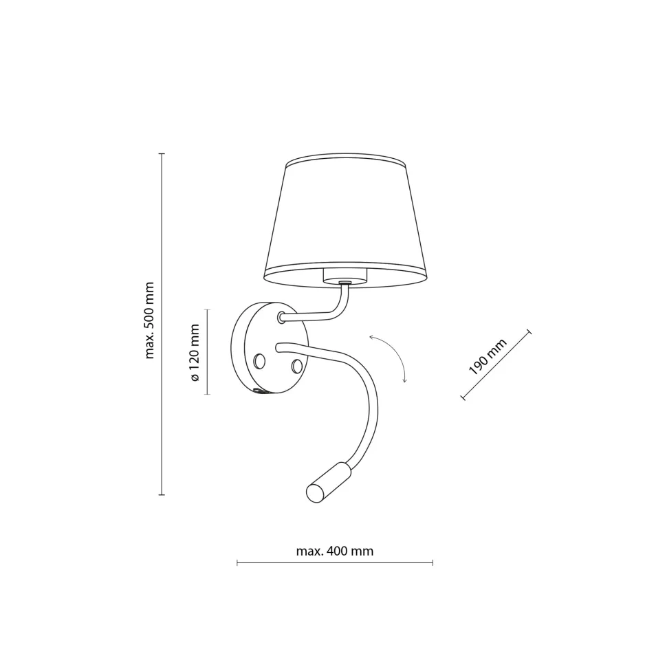 Applique con interruttore doppia luce presa usb nero da comodino per camera da letto