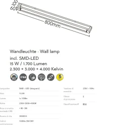 Applique cromo per bagno orientabile led 15w 3000k 4000k dimmerabile