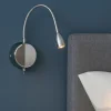 Applique cromo per comodini camera da letto orientabile con interruttore