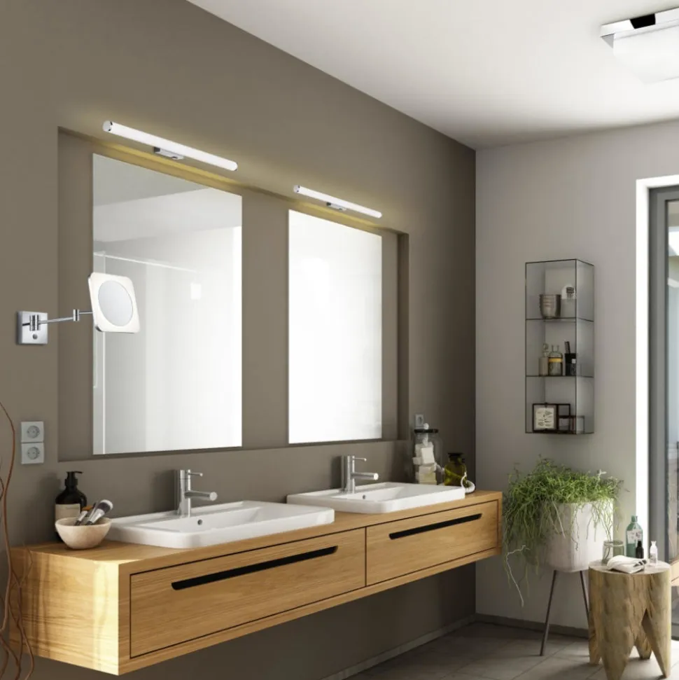 Applique cromo per specchio bagno 60cm led 6w 3000k