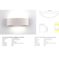 Applique curvo in gesso bianco isyluce