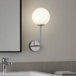 Applique da bagni sfera vetro bianco cromato