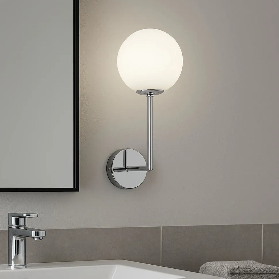 Applique da bagni sfera vetro bianco cromato