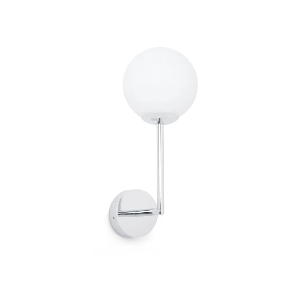 Applique da bagni sfera vetro bianco cromato