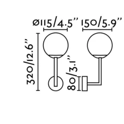 Applique da bagni sfera vetro bianco cromato