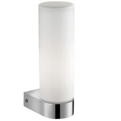 Applique da bagno cilindro cromo vetro bianco moderna ip44