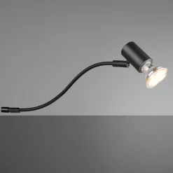 Applique da bagno design curvo nera luce orientabile