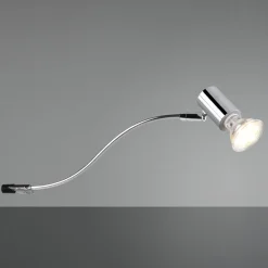 Applique da bagno design curvo cromo luce orientabile