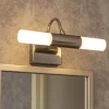 Applique da bagno due luci cromo e vetro bianco ip44