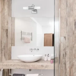Applique da bagno due luci cromo e vetro bianco ip44