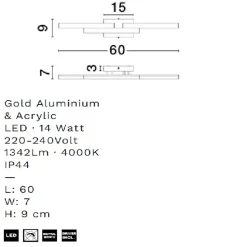 Applique da bagno led 14w 4000k bianca geometrica ip44