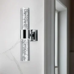Applique da bagno led 6w 3000k moderna vetro e cromo