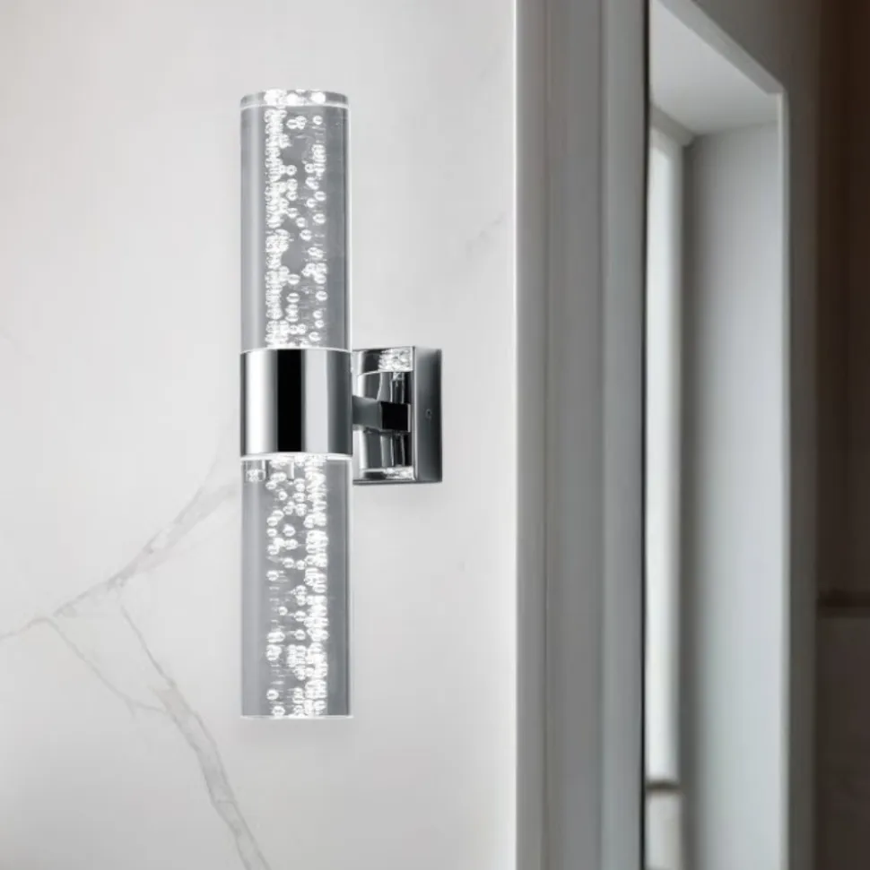 Applique da bagno led 6w 3000k moderna vetro e cromo