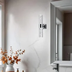 Applique da bagno led 6w 3000k moderna vetro e cromo
