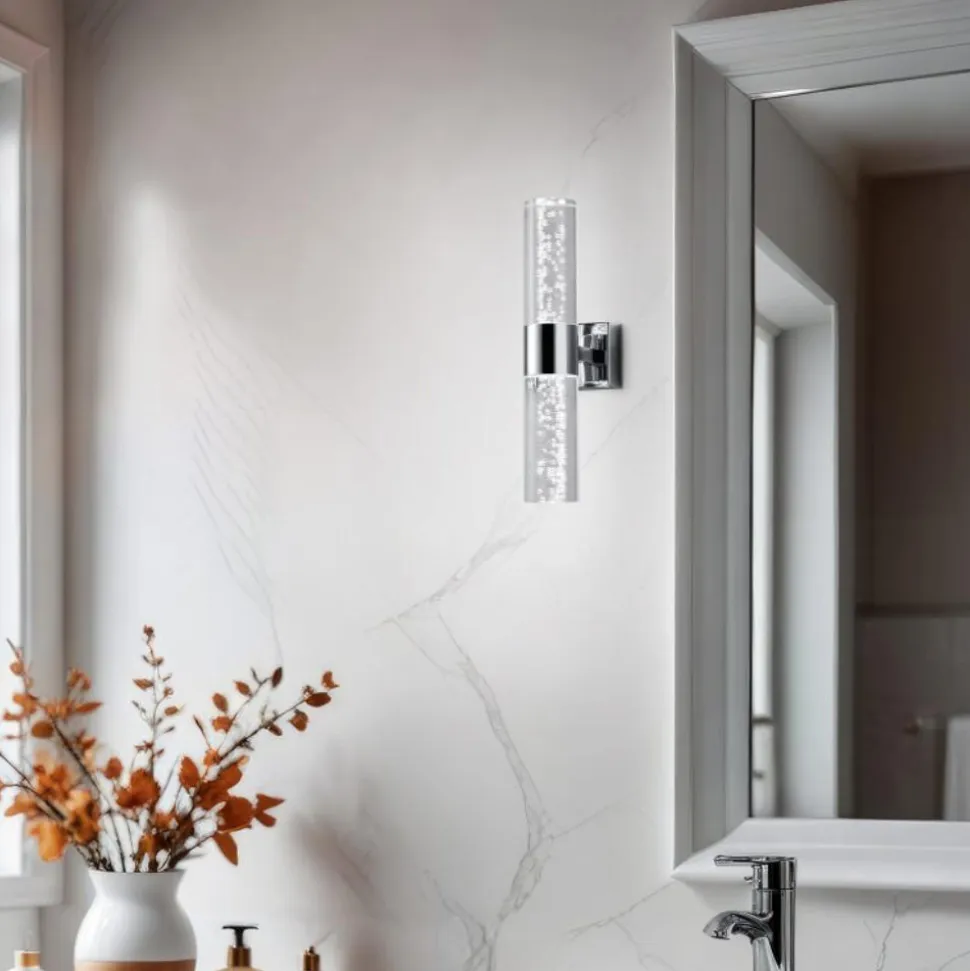 Applique da bagno led 6w 3000k moderna vetro e cromo