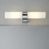 Applique da bagno moderno due luci cromo vetro bianco