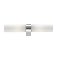Applique da bagno moderno due luci cromo vetro bianco