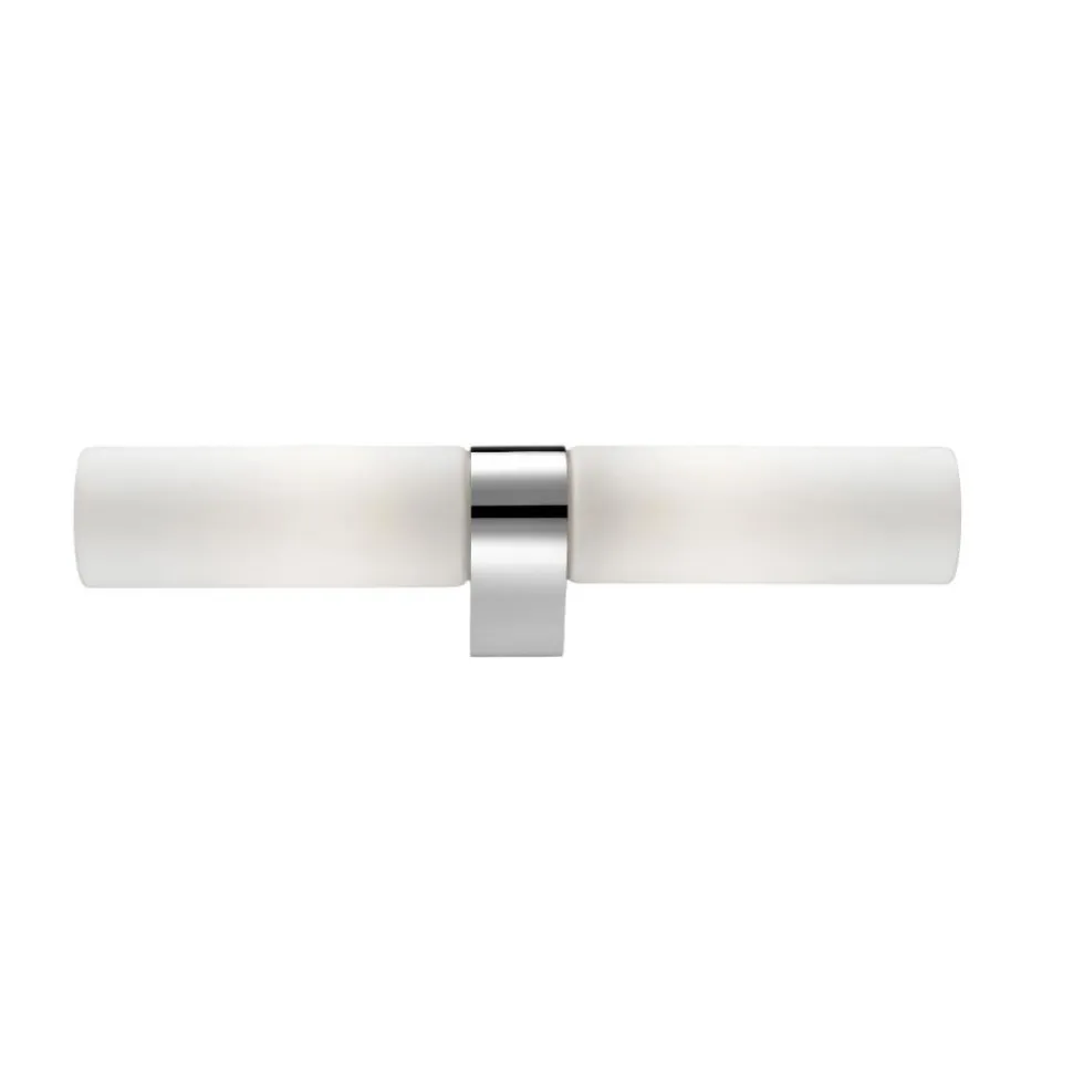 Applique da bagno moderno due luci cromo vetro bianco