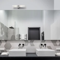 Applique da bagno moderno due luci cromo vetro bianco