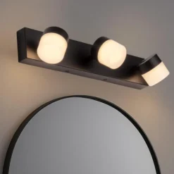 Applique da bagno per specchio 3 luci orientabili nero