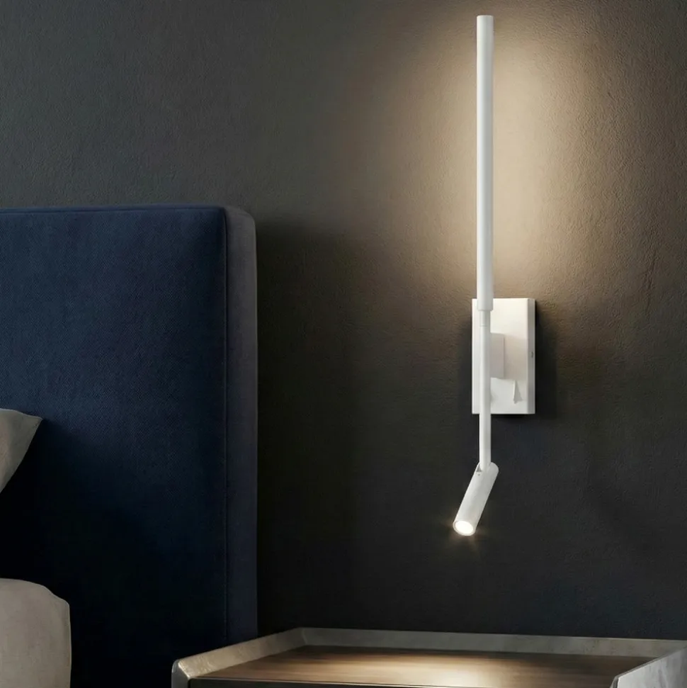 Applique da comodino bianco con luce da lettura led 9w 3000k