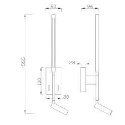 Applique da comodino bianco con luce da lettura led 9w 3000k