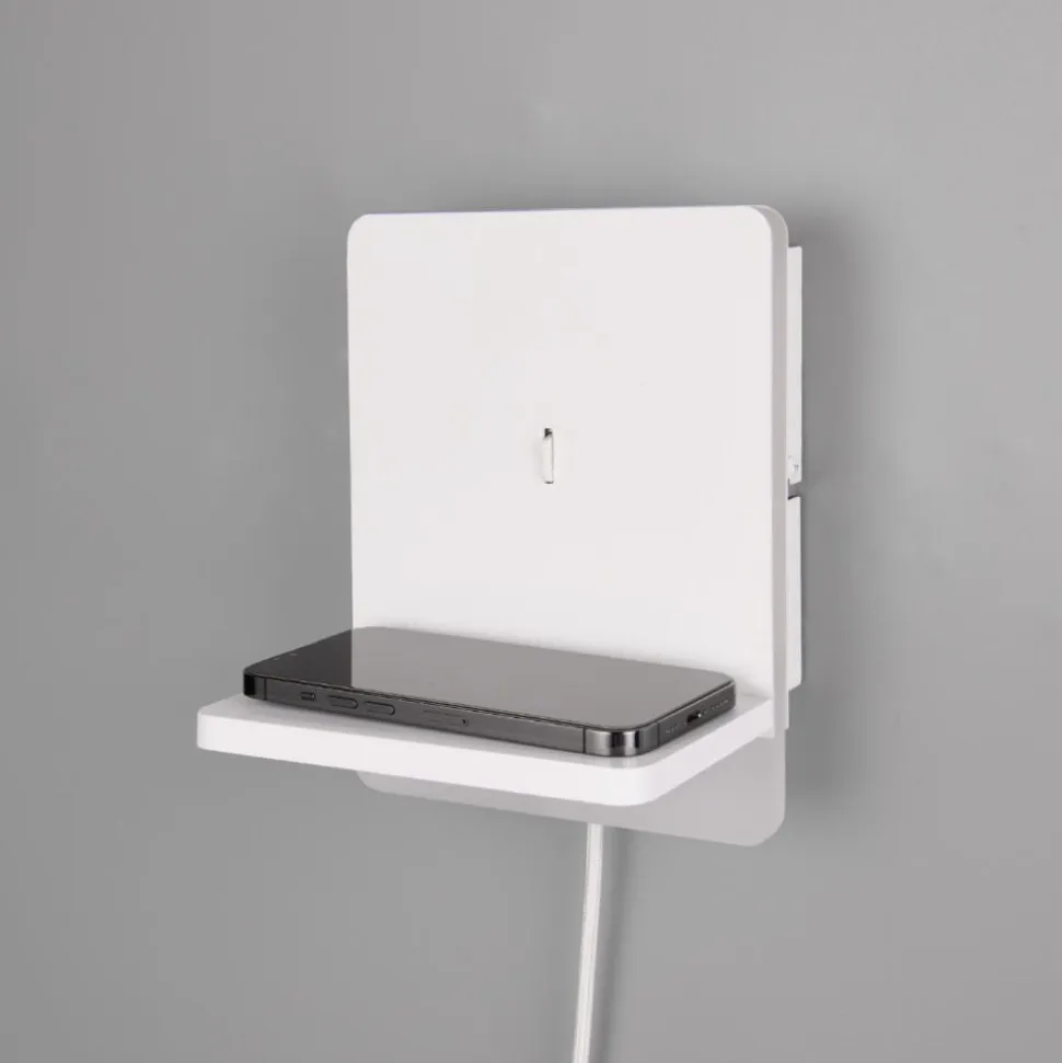 Applique da comodino bianco con presa usb base ricarica telefono