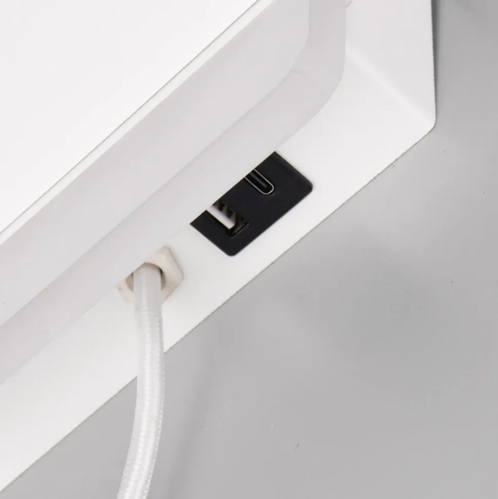 Applique da comodino bianco con presa usb base ricarica telefono