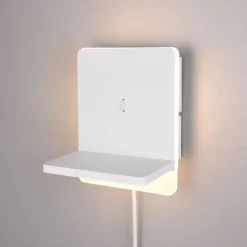 Applique da comodino bianco con presa usb base ricarica telefono