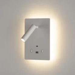 Applique da comodino bianco luce led 3000k orientabile usb interruttore